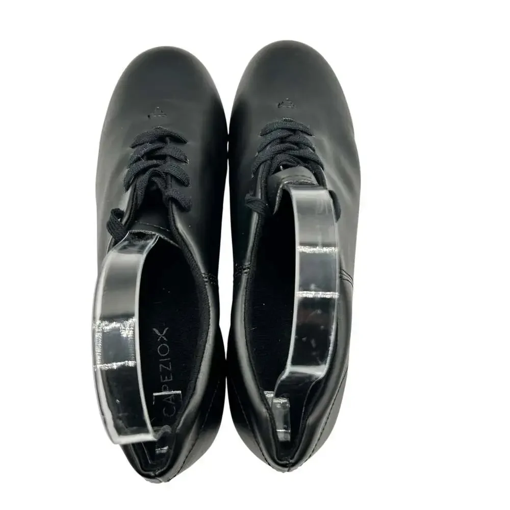 Capezio CG17 Black Leather Lace Up Tap Dance Shoes Women's Size 10 Wide